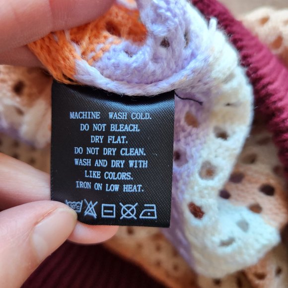 LOVEU.DEAR Knitted Crochet Casual Beach Pants Elastic Waist Colorblock - Picture 11 of 11